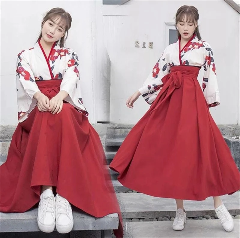 2019 Kawaii японский стиль летнее модное кимоно с цветочным принтом Haori для девочек