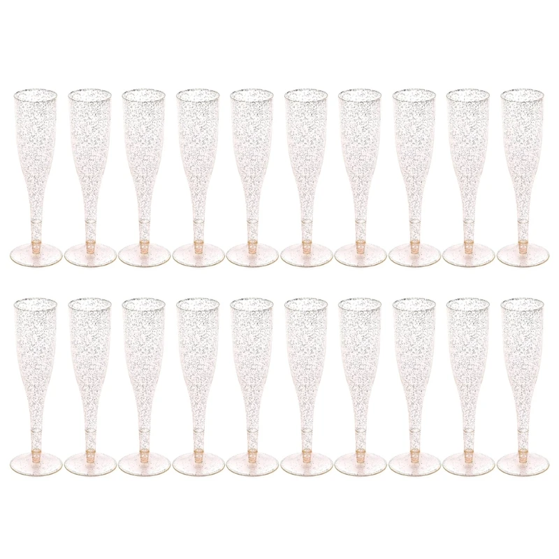 20 шт. золотые блестящие пластиковые бокалы для шампанского одноразовые чашки