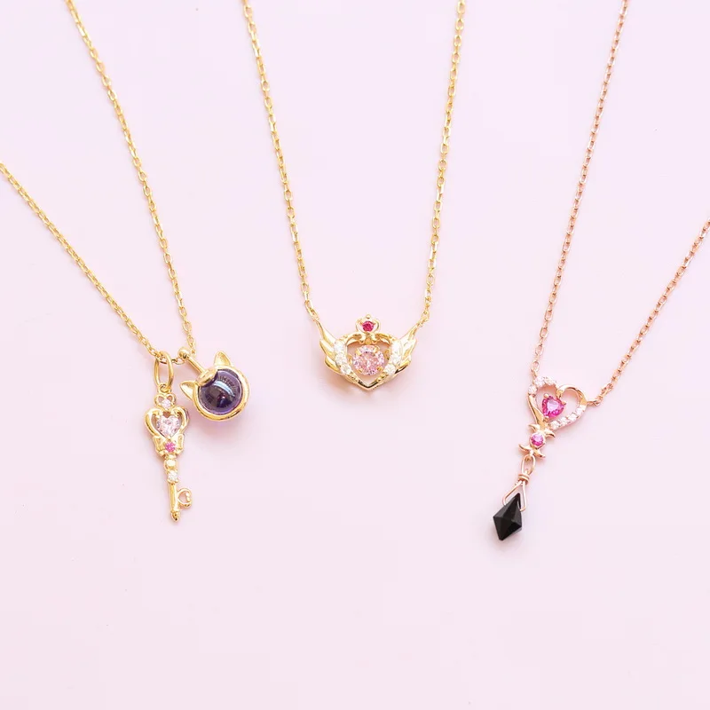 Ожерелье из серебра 925 пробы с подвеской в стиле аниме Сейлор Мун Луна принцесса