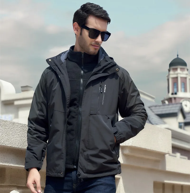 Мужская походная куртка женская зимняя 2 в 1 флисовая водонепроницаемая