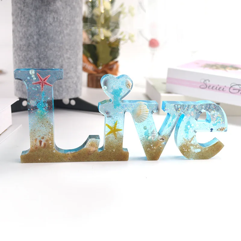 

LIVE English Alphabet Letters Silicone Mold Tray Handicraft diy Epoxy Resin Molds LOVE word house decoration Tray Mold Resin