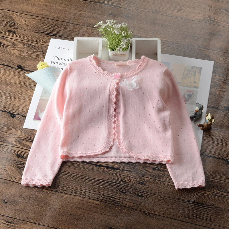

Sweet Butterfly Girls Cardigan Sweater Children Jacket 100% Cotton Autumn Child Coat 1 2 3 4 5 6 Year Kids Clothes 205015