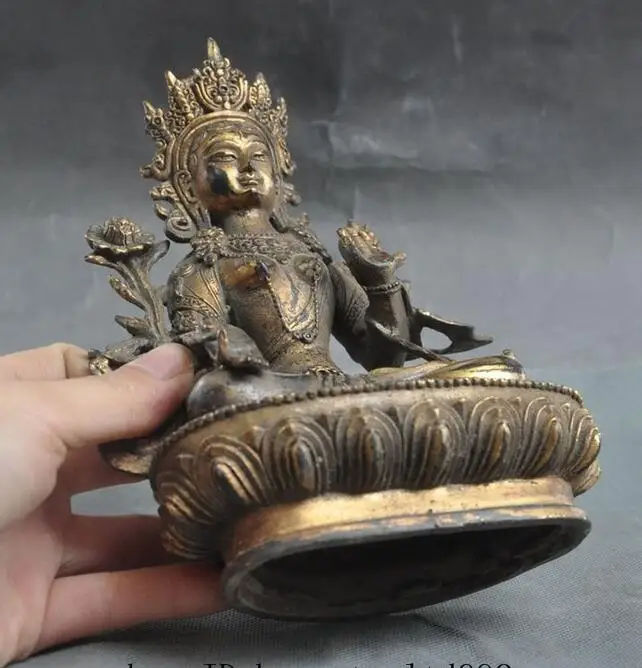 Старый тибетский буддизм Джосс белый богиня тара Kwan yin статуя Гуаньинь|Статуи и