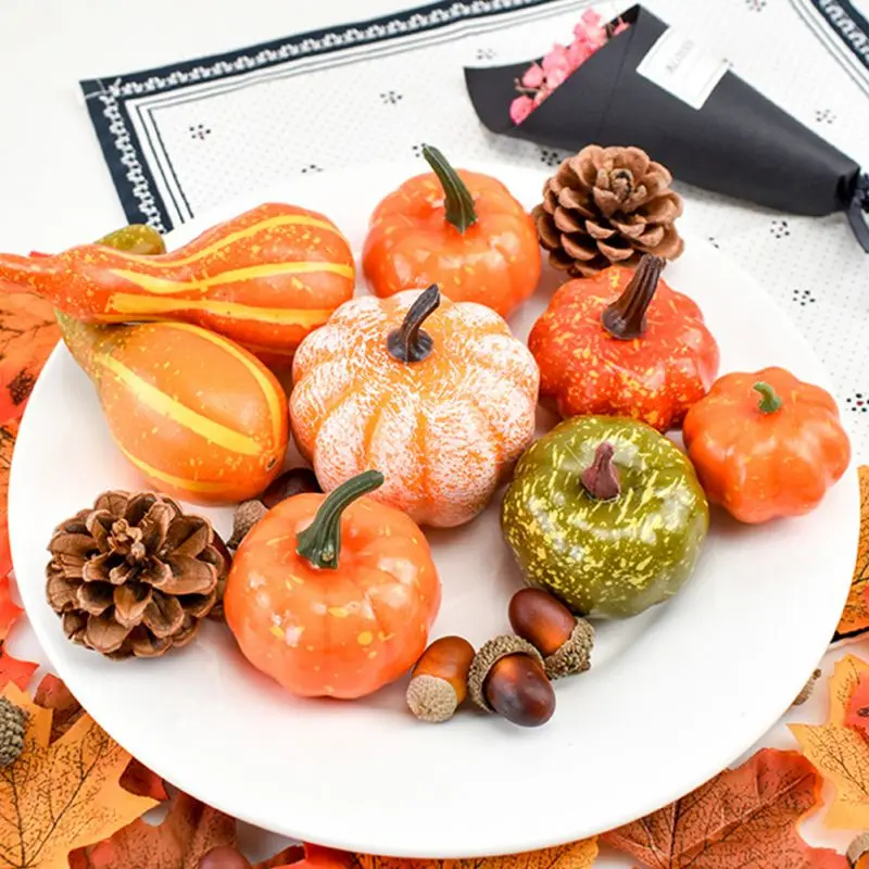

50 шт. Мини искусственная тыква, искусственная тыква, тыква, желудь, ягоды, кленовый лист, Хэллоуин, украшение для дома, реквизит для Хэллоуина...