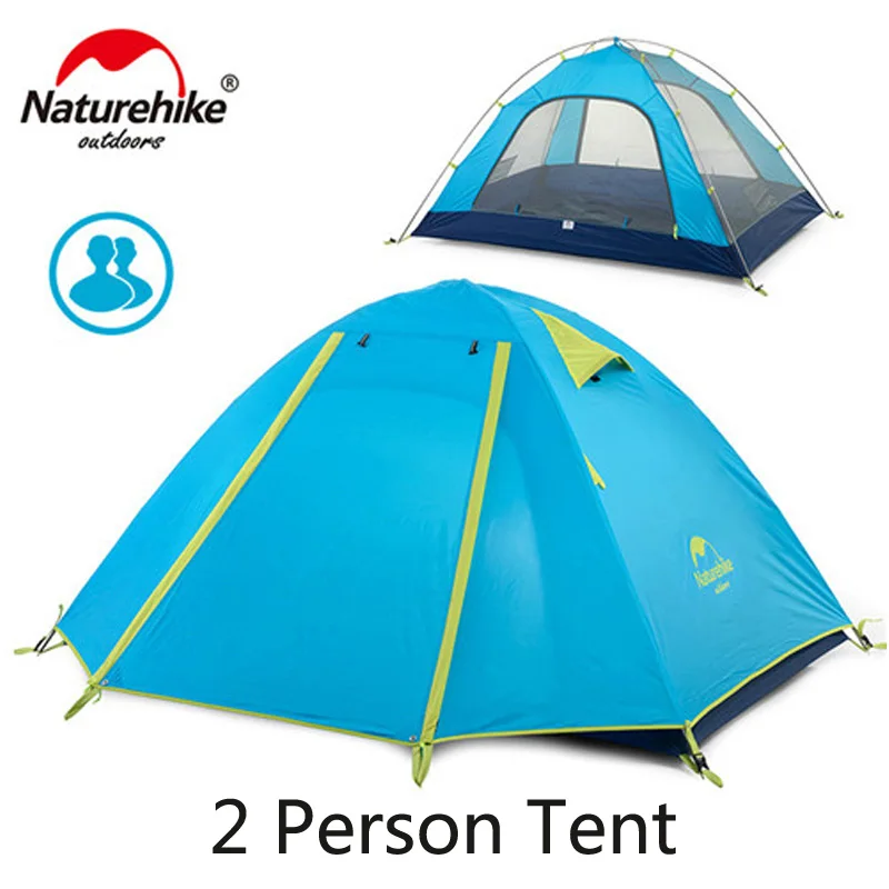 2 Persons Blue NatureHike обновленная P серия UPF 50+ 2 3 4 человека Сверхлегкий 210T полиэстер ткань двухслойный открытый тент для путешествий, кемпинга - Цвет: 2 Persons Blue