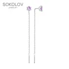 Серьги SOKOLOV из серебра с аметистами, Серебро, 925, Женские, Серьги 2022 тренд, Оригинальная продукция