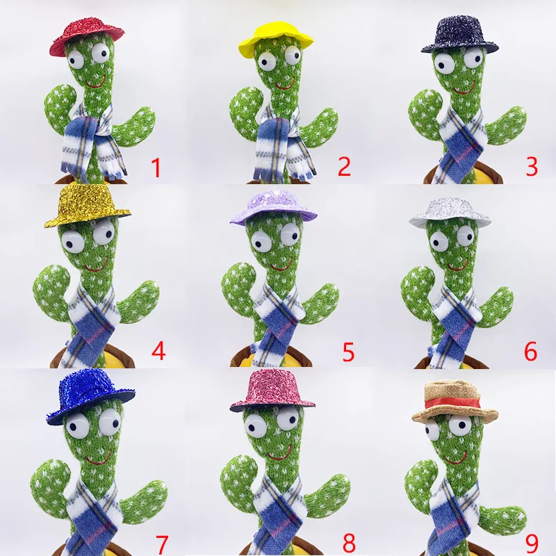 

32cm Cactus plush toy electric singing 120 songs dancing twisting cactus glow recording learn to speak twisting New Year gift