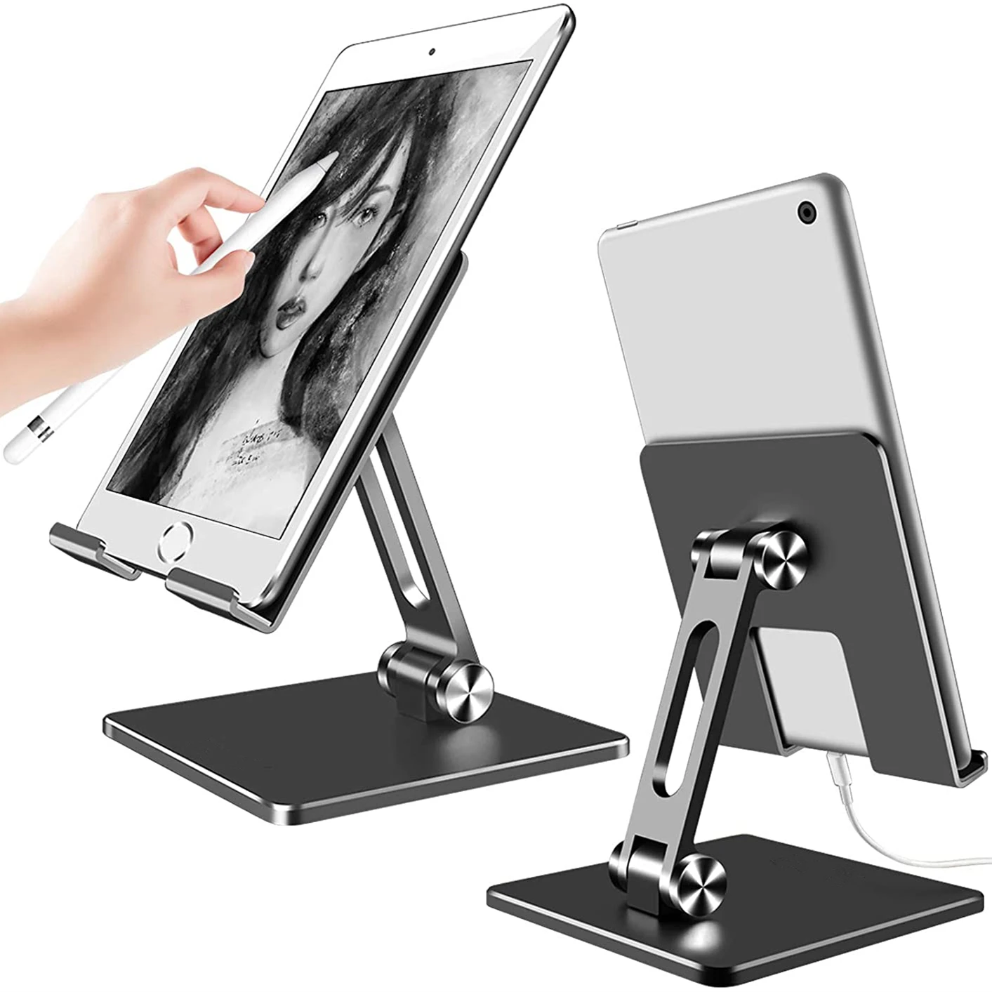 

Складная Алюминиевая Подставка для планшета, регулируемый кронштейн с двойной высотой и углом наклона для планшета 4-15,6 дюймов/Ipad/сотового ...