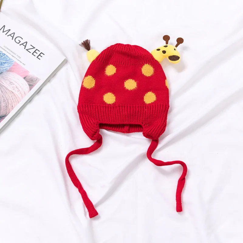 5Color Baby Hats Boys Girls Cute Giraffe Knit Kids Winter Bonnet Enfant Hat For Children Muts Warm Earflap Beanie | Детская одежда и