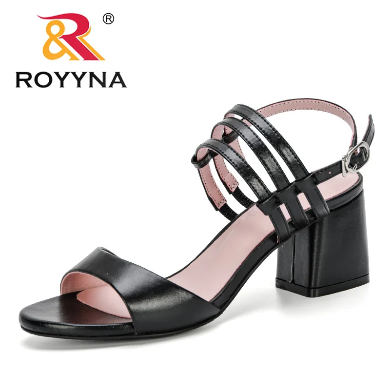 

ROYYNA 2020 New Arrival Popular Sandals High Heels Sexy Women Fashion Style Black Buckle Women Summer Shoes Office Footwear Soft