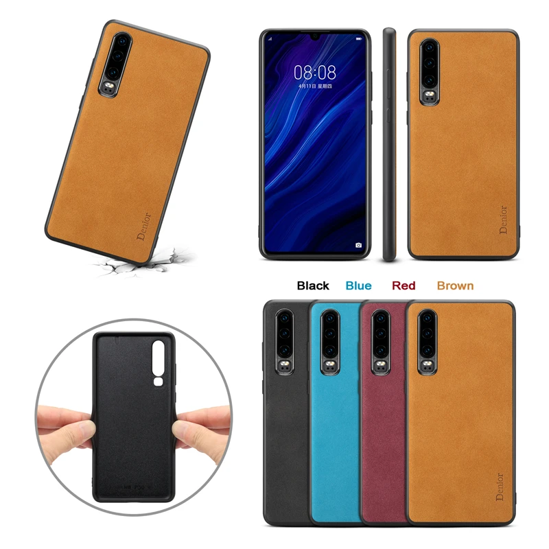 Матовый кожаный чехол для телефона huawei P30 Pro силиконовая рамка бампер винтажный