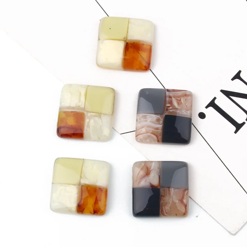 5 шт милые Квадратные решетки серьги гвоздики из полимерной смолы фурнитура