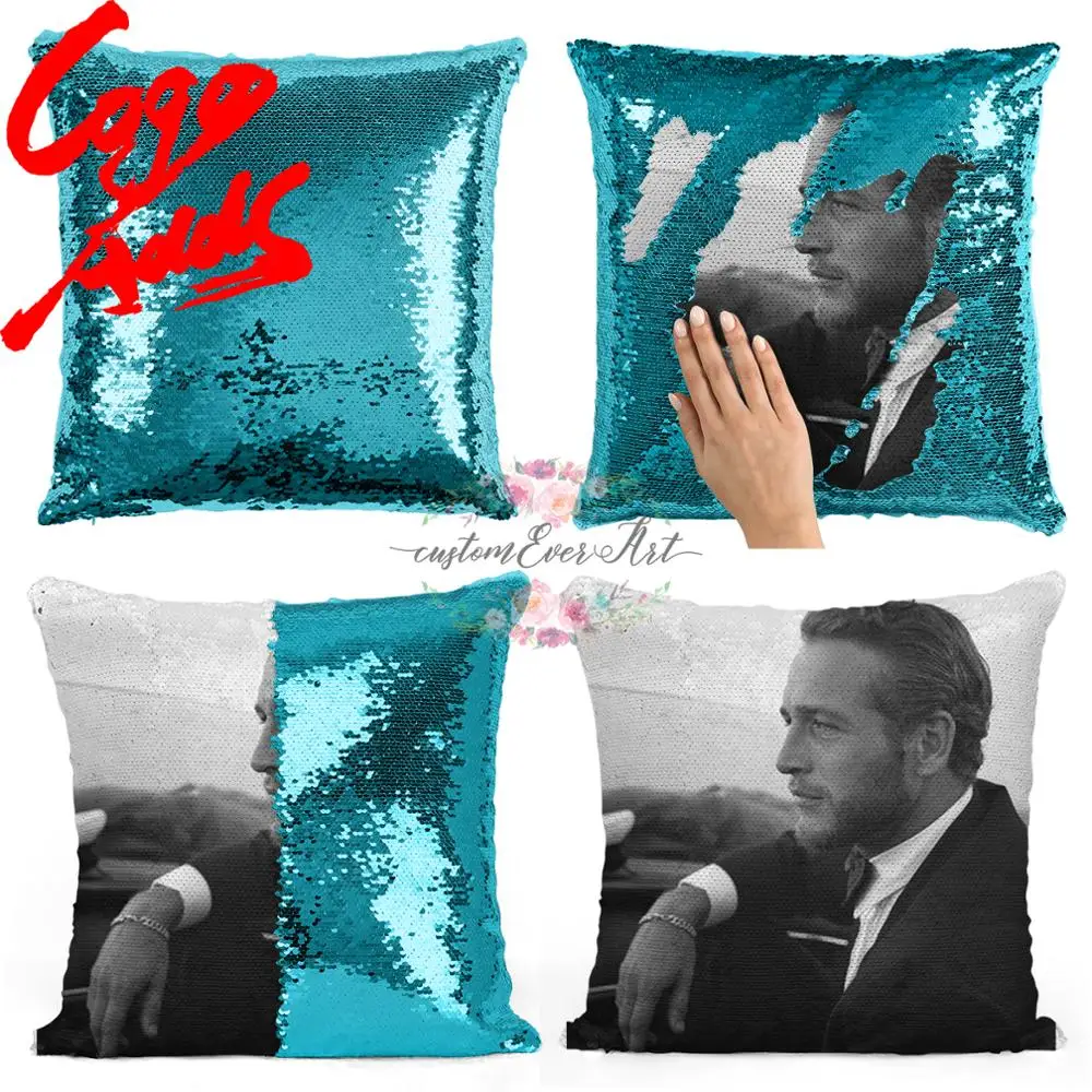 

Paul Newman sequin pillow | sequin Pillowcase | Two color pillow | gift for her | gift for him | pillow | magic pillow