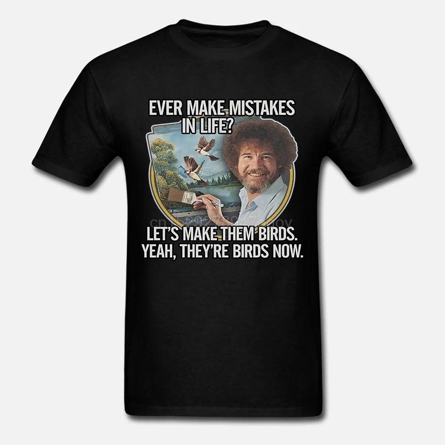 Bob Ross/графическая футболка с надписью wrapes in Birds серая стильная круглым вырезом