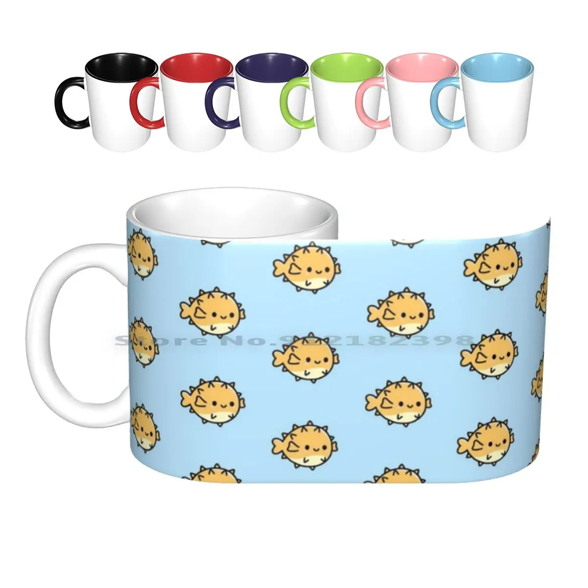 

Керамические кружки Pufferfish, кофейные чашки, кружка для молока, чая, рыба, морской океан, воздушные рыбы, воздушная рыба, розовая кавайная Аним...