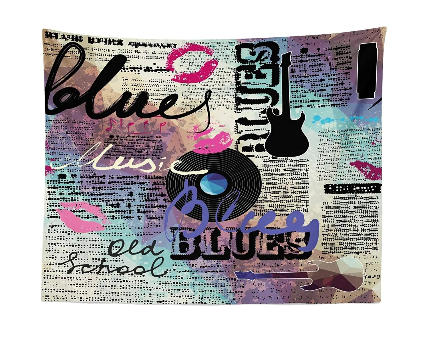 

Старая газета гобелен Ретро Блюз музыка жанр старая запись электрические гитары поцелуй надписи гранж