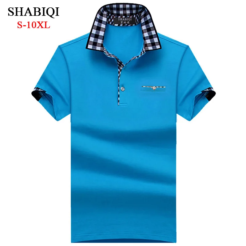 

SHABIQI BIG MAN Polo Men Shirt Mens Short Sleeve Solid Shirts Camisa Polos Masculina Casual cotton Plus size 6XL 7XL 8XL 10XL