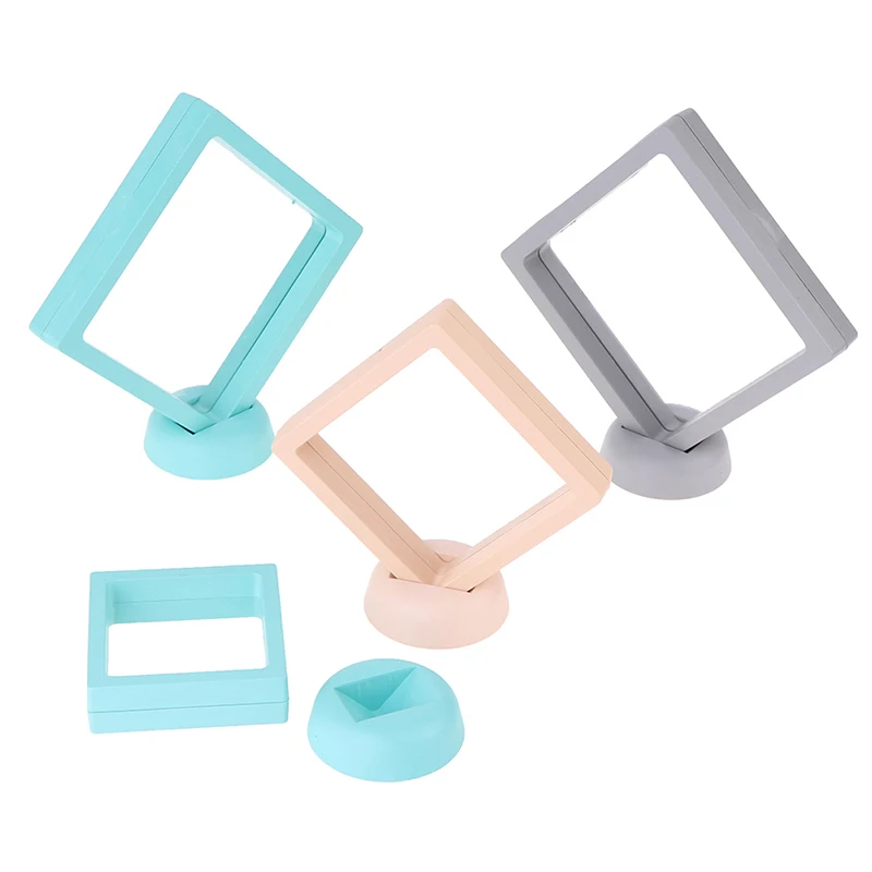 

1pc Floating Display Case Stands Holder Dustproof Storage Pendant Necklace Bracelet Ring Coin Jewelry Earrings Pin