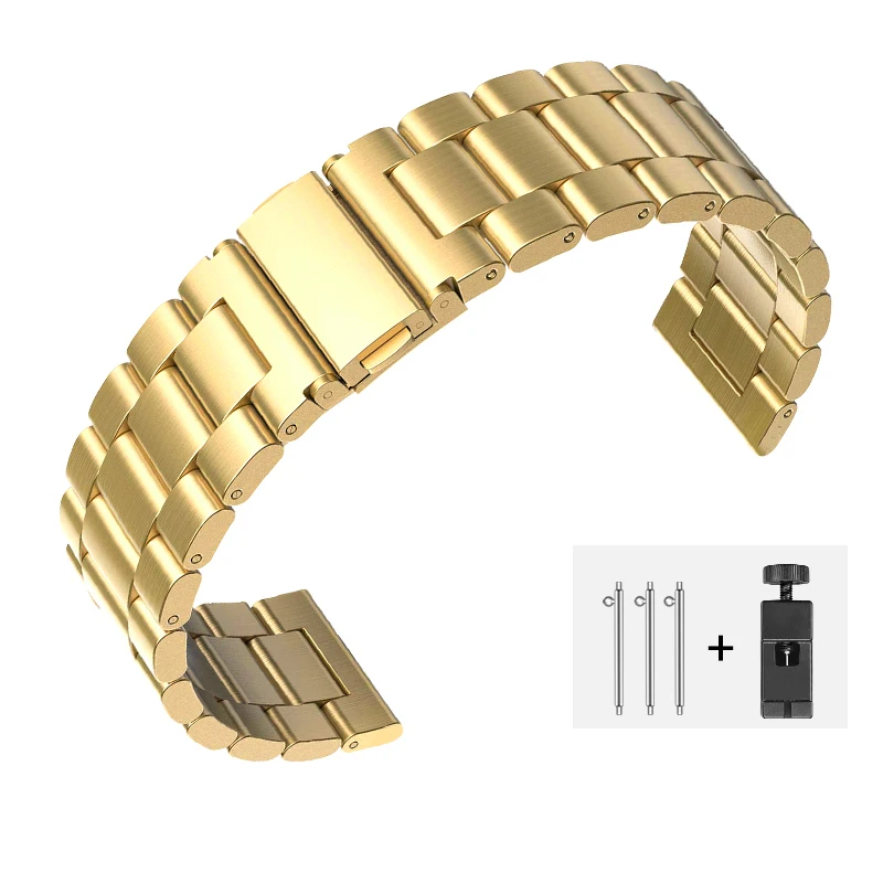 Золотой 18мм 20мм 22мм Ремешок из нержавеющей стали Для Lenovo смотреть X Plus/ Huawei часы GT Smart Watch Сменный ремешок Браслет ссылки ремешок для часов - Цвет: Золотой