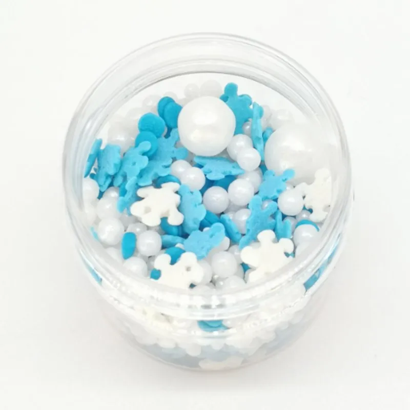 40 г Рождественский торт Снежинка украшения синий и белый съедобные жемчужные