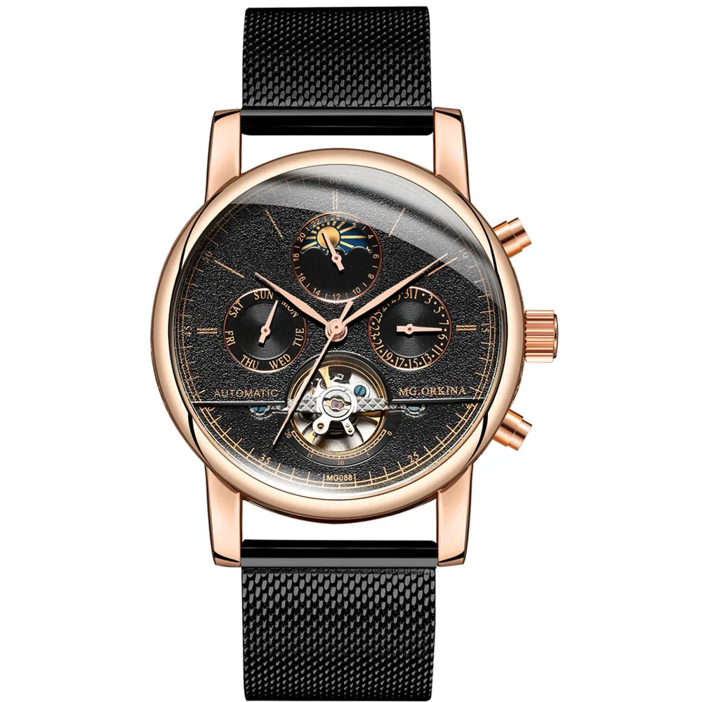 Часы мужские механические с автоподзаводом на кожаном ремешке | Наручные часы