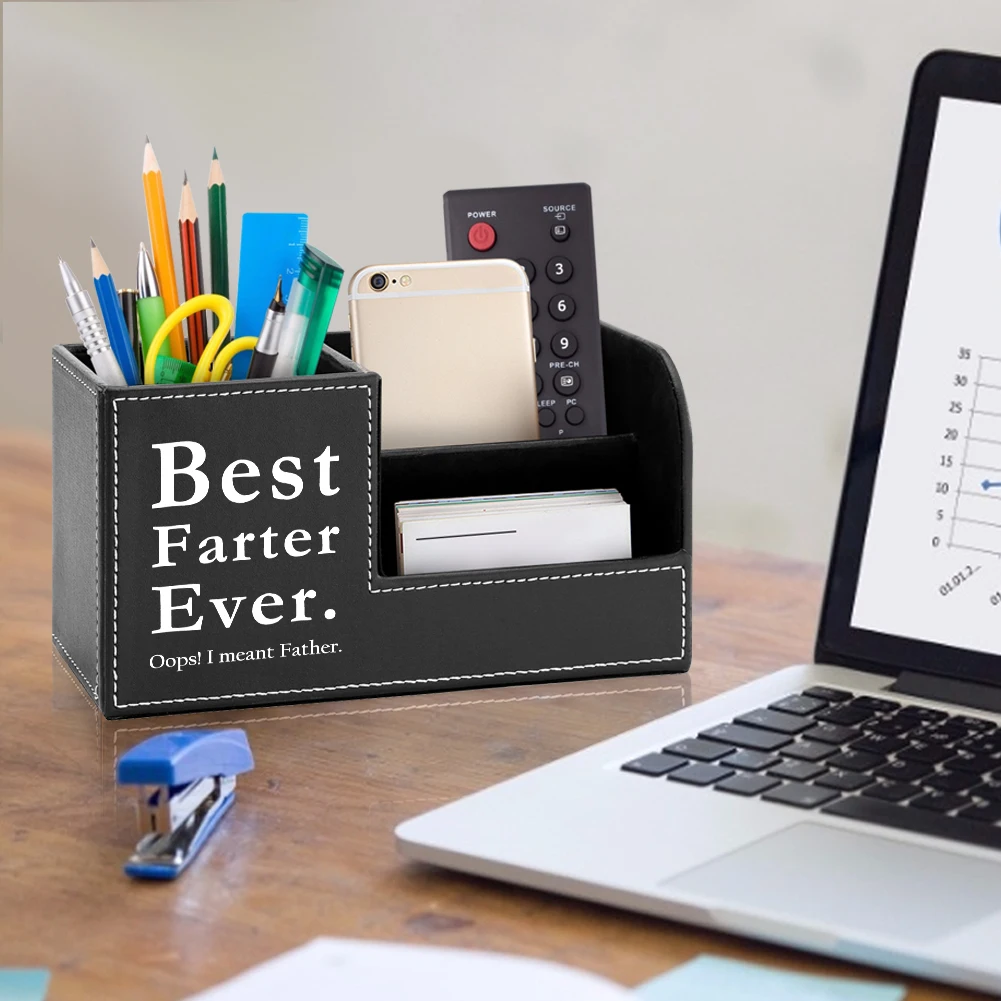 

Household Multi-Function Office Supplies Large-Capacity Leather Pen Holder Coffee Table Stationery Sundries Storage Box Present