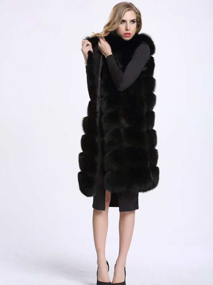 Woman Fur Faux Jacket Long Fluffy Coat 2021 Winter Street Fashion Fluffy Cardigan Biker Leather Vest Luxury Sleeveless Russian