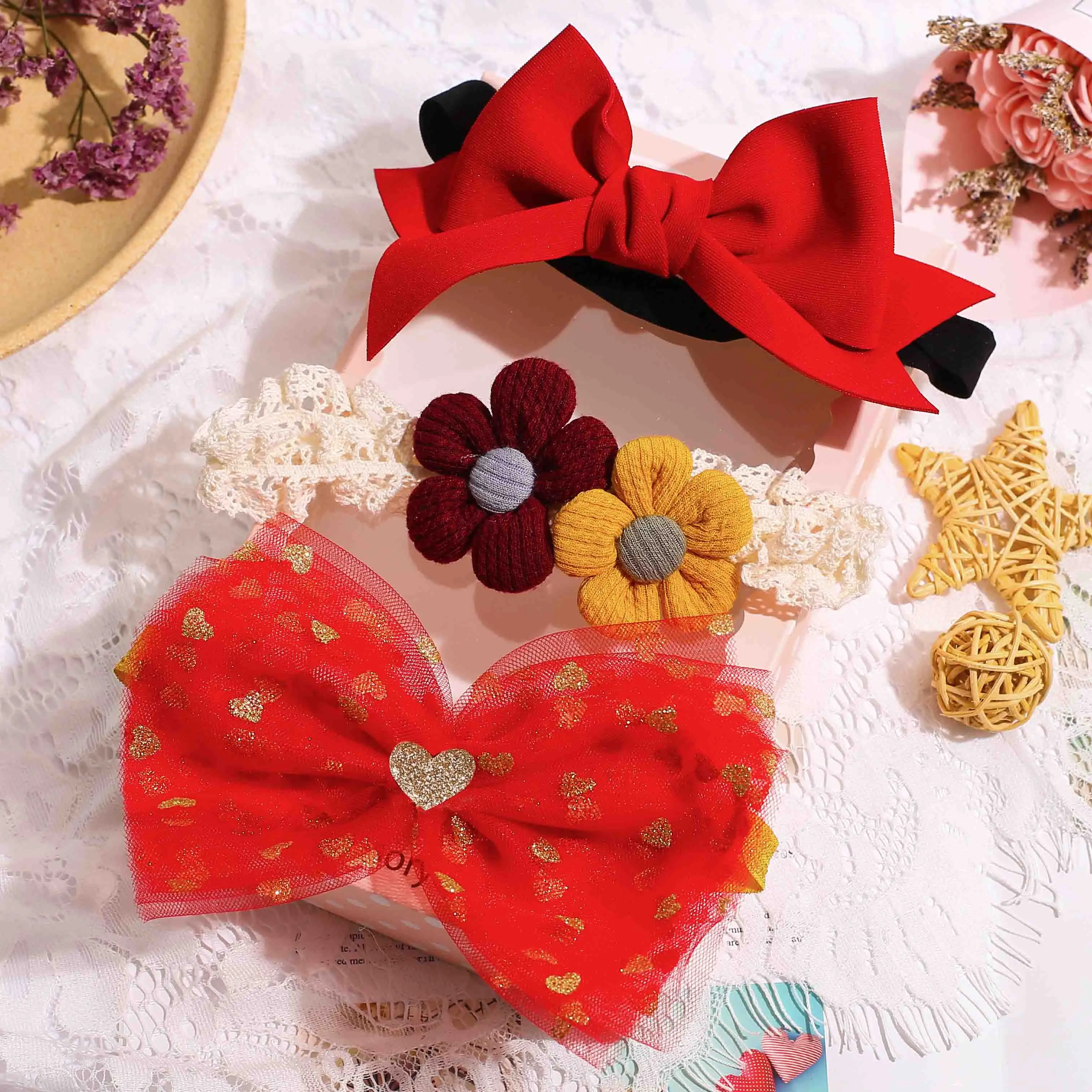 3шт детские повязки на голову малыш тюрбан сплошной повязка для девочки бантики