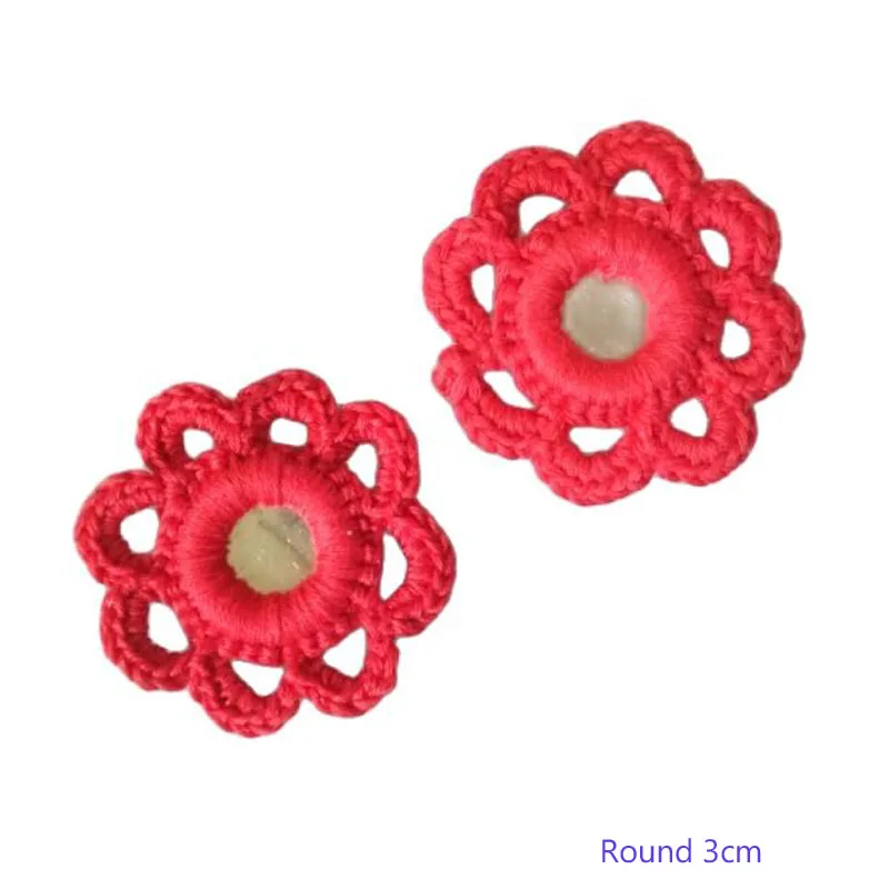 

NEW Handmade sequin red Flower cotton crochet DIY Patch Iron On Patches Sewing Applique Badges stripe Sticker lace guipure decor