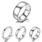 Мужские и женские обручальные кольца из нержавеющей стали, серебристые гладкие кольца 2, 3, 4, 6, 8 мм, Подарочная бижутерия VO01