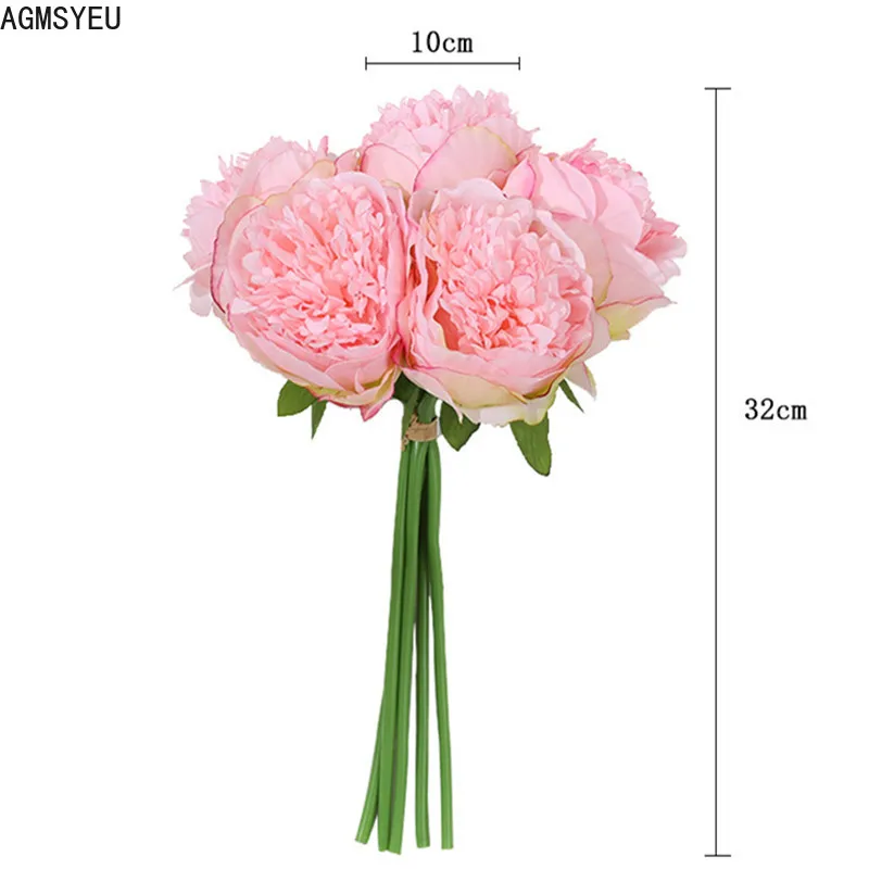 

AGMSYEU Blush Pink Peony Flower Wedding Flowers Hydrangea Newlywed Bridesmaid Bouquet Party Decoration Valentine's Day Gift