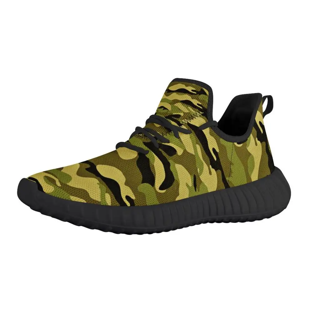 Jungle camouflage custom images logo Flying Weave men's Sneakers Platform Trainers Breathable Mesh Running Shoes Coconut shoes |