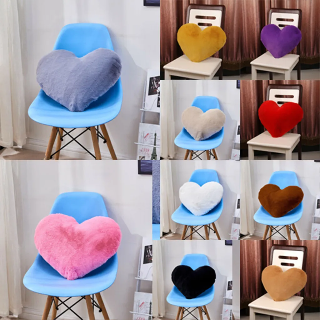

Love Heart Confus Solid color Pillow Case Plush Shaggy Soft Cover Sofa Room Pillowcase Decor Girly heart Home decoration