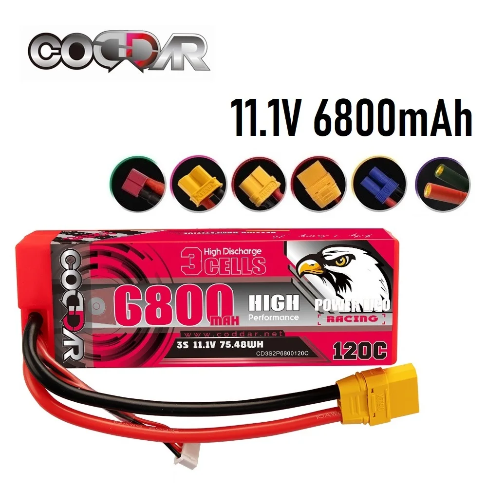 

CODDAR 6800mAh 3S 11.1V 120C MAX 240C Hardcase LiPo LiHV Battery for 1:8 1/8 RC Car Four Drive Off-Road Boat