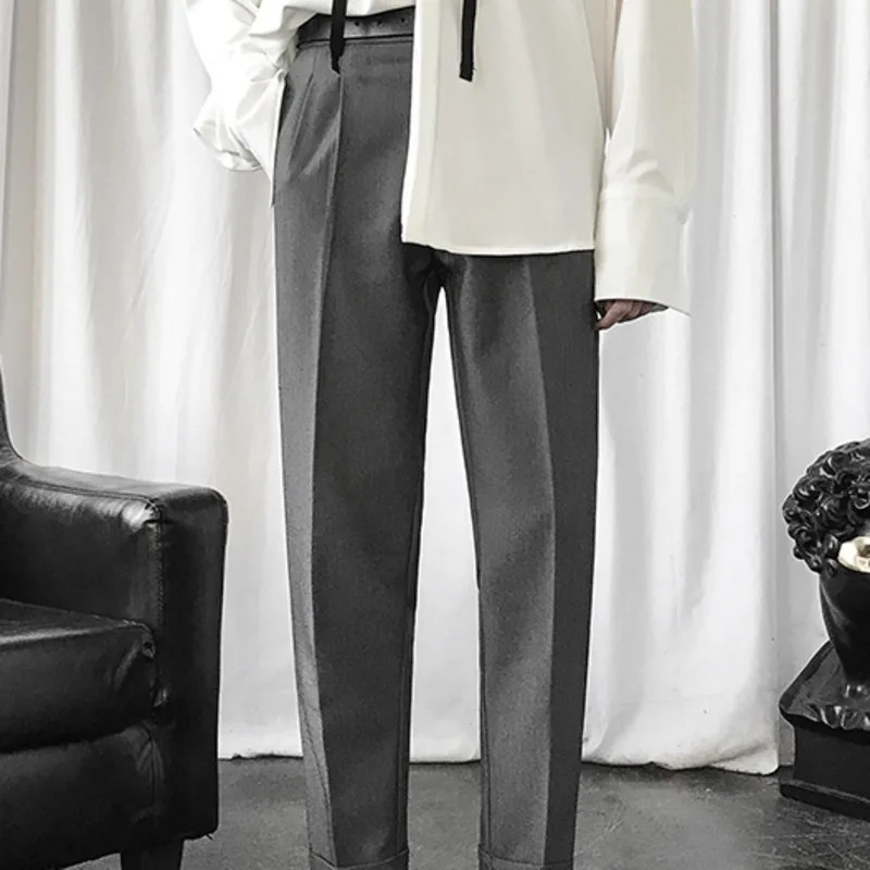 

Dress Pants Men Fashion Business Casual Society Men Suit Pants Streetwear Wild Loose British Style Straight Trousers Mens