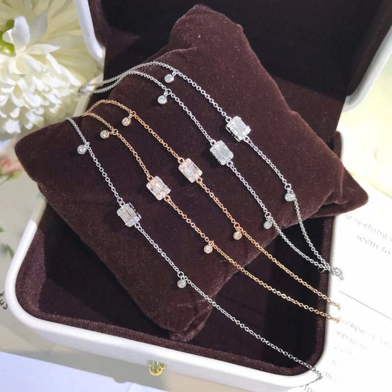 Браслет Aazuo из настоящего 18-каратного золота с натуральными бриллиантами