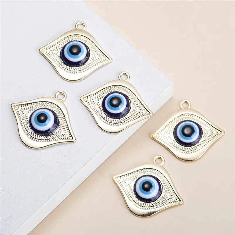 

10 шт./лот, золотой цвет, голубой глаз, подвески, кулон, сделай сам, Neklace, браслет для изготовления ювелирных изделий, аксессуары