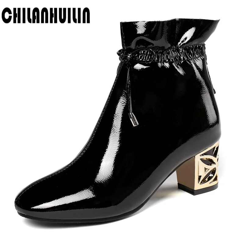 

comfortable elastic soft pu leather shoes woman ankle boots autumn winter boots hollow out high heel black boots fashion pumps
