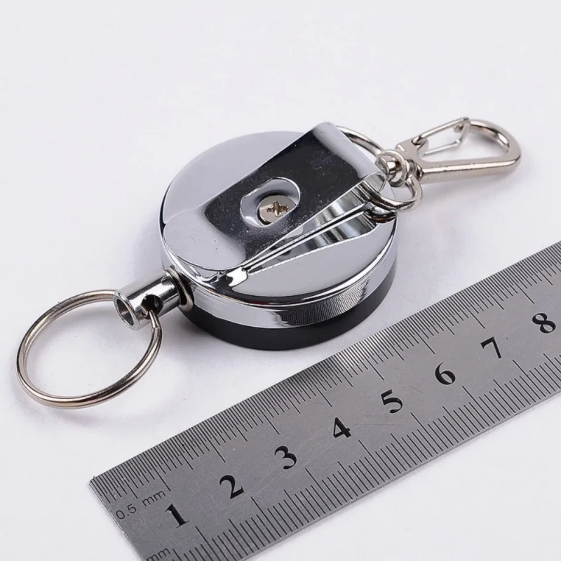 

1 pcs All Metal Easy Pull Buckle 4 High Resilient Telescopic Rope Key Ring Anti Lose Anti-theft Stretch Keychain Multi Tool