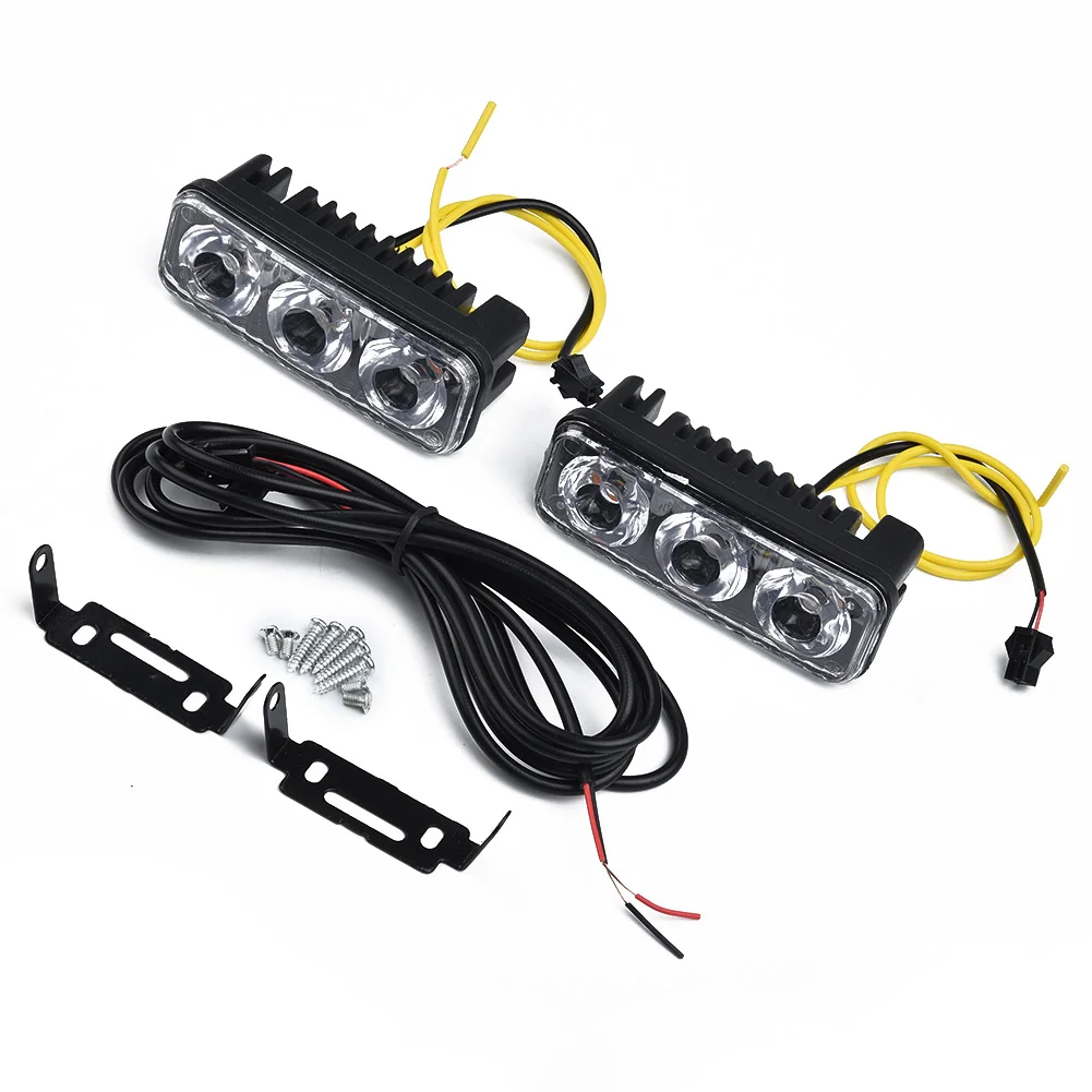 

Accessories Daytime Running Lights Auto Car Front Turn Signal White+Amber 2Pcs 3-LED Parts