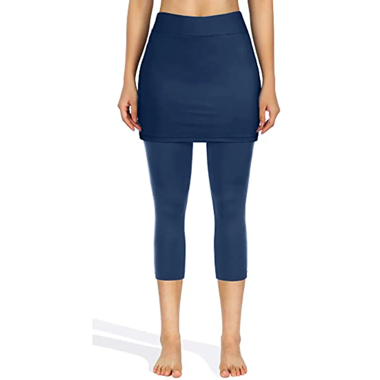 

Women Fashion Tennis Skirted Leggings Pockets Elastic Sports Yoga Capris Skirts Legging Ankle Length Legging pantalones de mujer