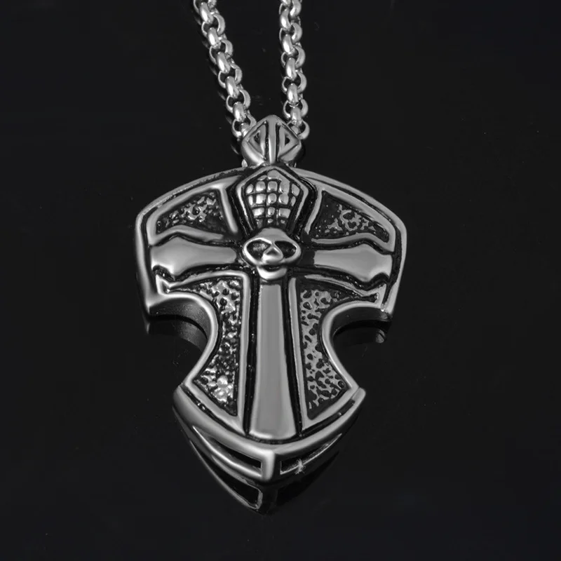 Мужская подвеска в форме Креста щита из нержавеющей стали крепкие и смелые