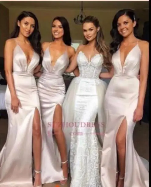 

UZN Bridesmaid Dresses V-Neck Spagetti Straps Satin Wedding Party Dresses