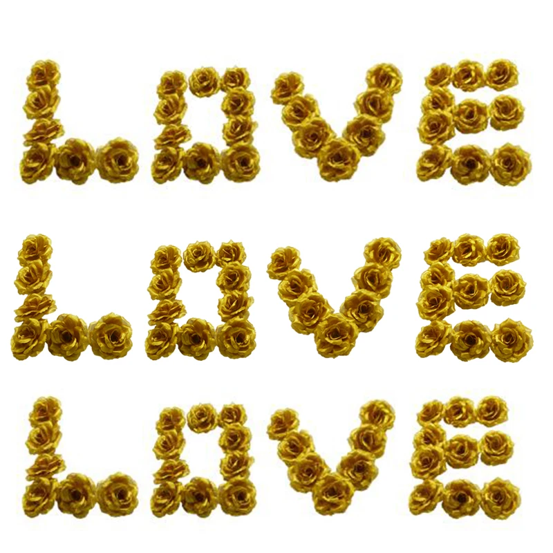 

100pcs Gold Rose Artificial Flower Home Party Wedding Background Drop Wall Christmas Tree Decorations Garden Decor