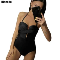 riseado gorgeous one piece swimsuit push up swimwear women bandeau swimsuits black bathing suits women 2021 plus size xxxl