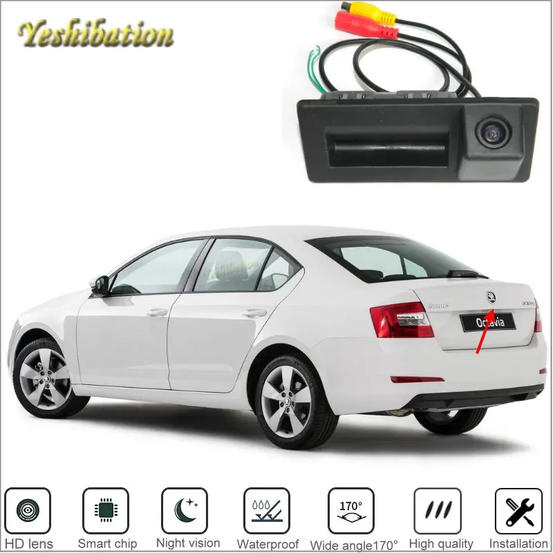 Камера заднего вида для Skoda Octavia MK3 A7 5E вместо оригинальной заводской ручки багажника