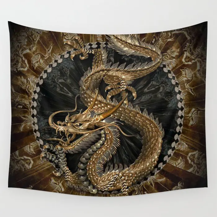 

Dragon Pentagram Tapestry Wall Hanging Room Carpet Bedspread Beach Mat Tapestries Art Home Accessories