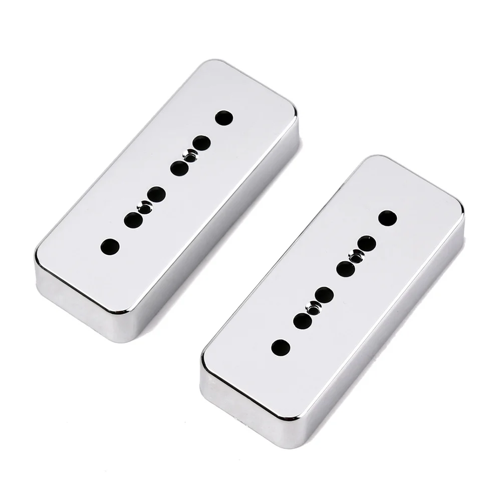 

Pair of P90 Soapbar Pickup Cover Neck & Bridge Guitar Pickup Covers 50mm Pole Spacing (Silver)