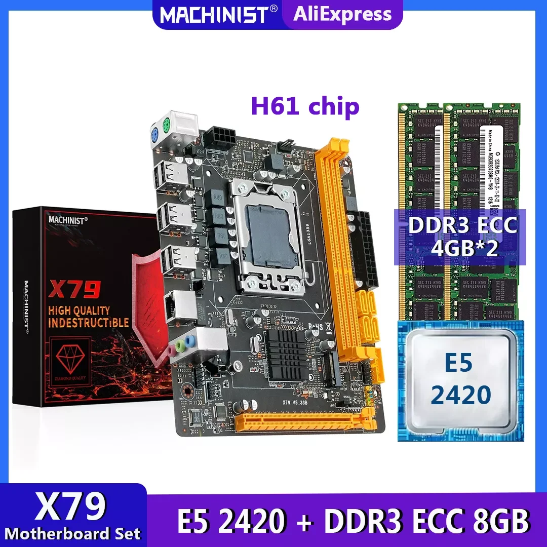 

MACHINIST X79 материнская плата LGA 1356 комплект с Xeon E5 2420 процессор DDR3 ECC 8 Гб (2*4 Гб) ОЗУ память NVME M.2 Mini DTX