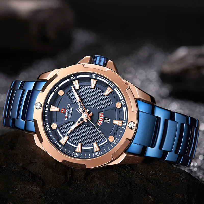 Часы наручные NAVIFORCE Мужские кварцевые брендовые Роскошные водонепроницаемые
